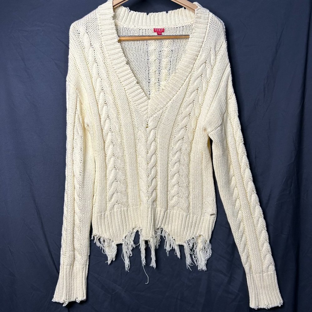 Guess Cream V-Neck Sweater